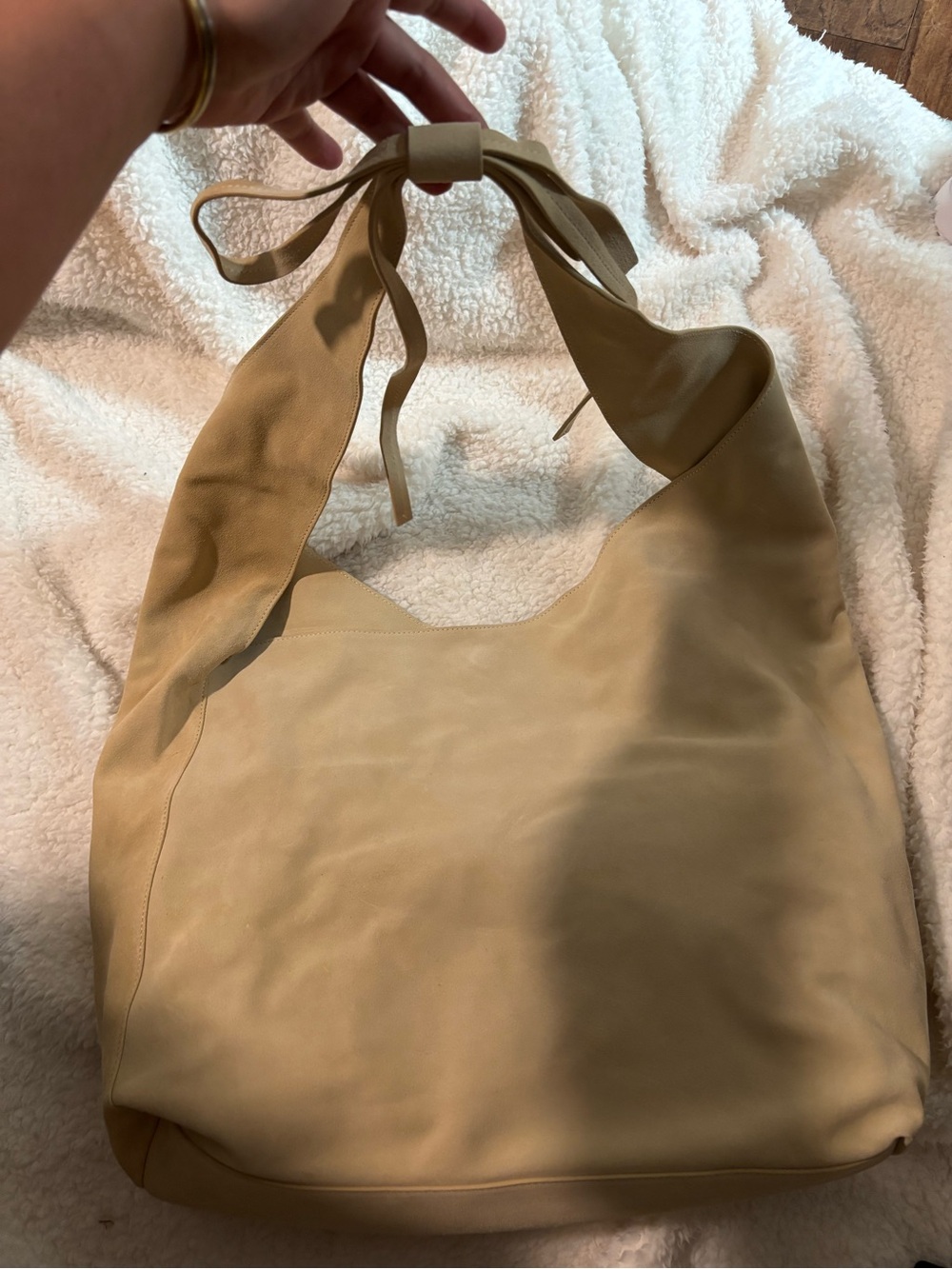 REFORMATION Women’s Neutral Beige Knot-Handle Hobo Bag